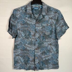 Caribbean Joe‎ Hawaiian Tropical Shirt Men S Blue Button Up Short Sleeve